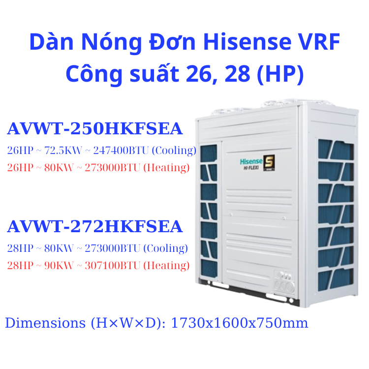 Dàn Nóng Đơn Hisense VRF 28HP AVWT-272HKFSEA