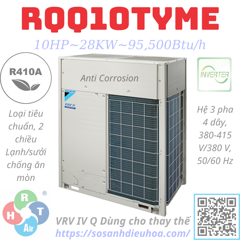 Dàn Nóng Daikin VRV IV Q series 1 Chiều 10HP RQQ10TYME - HRT