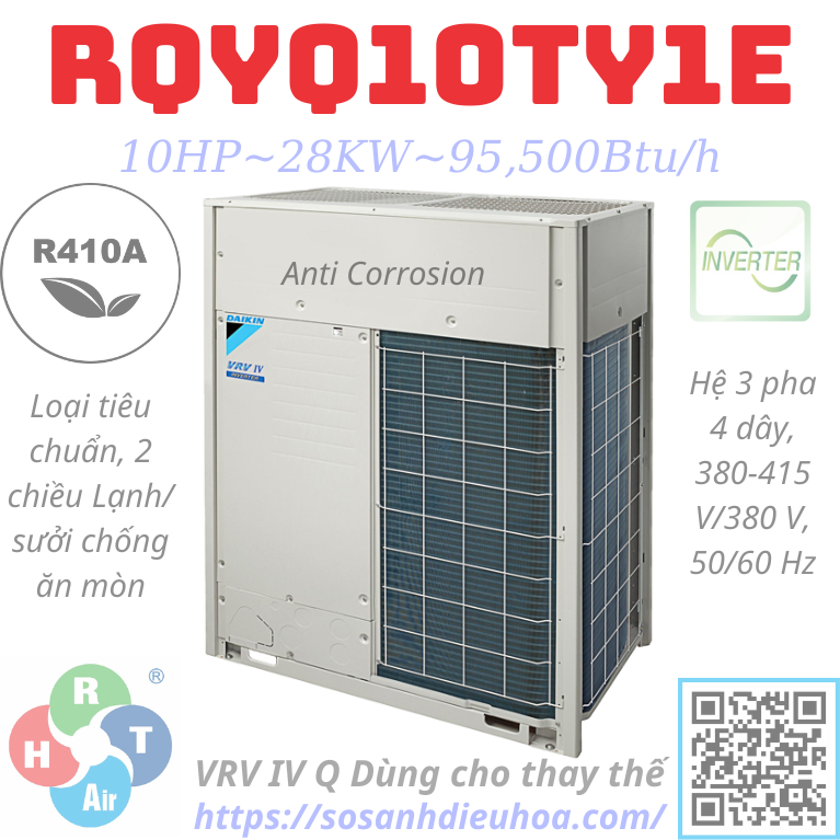 Dàn Nóng Daikin VRV IV Q series 2 Chiều 10HP RQYQ10TY1E - HRT