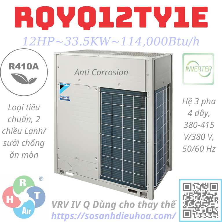 Dàn Nóng Daikin VRV IV Q series 2 Chiều 12HP RQYQ12TY1E - HRT