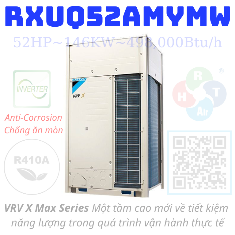 Dàn Nóng Daikin VRV X Max 52HP RXUQ52AMYMW là một hệ thống làm lạnh công nghiệp có công suất lớn, được sản xuất bởi hãng Daikin